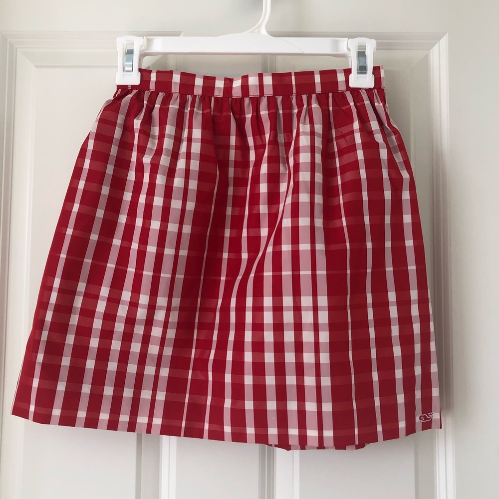 EUC Vineyard Vines Girl M Red Gingham Skirt